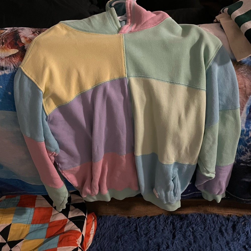 Teddy Fresh Yellow and Green Color Block Sweatshirt